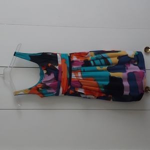 Bisou Bisou Watercolor Abstract Art Sleeveless Dress with Pockets Size 4